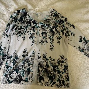 White House Black Market Floral Cardigan Size XL